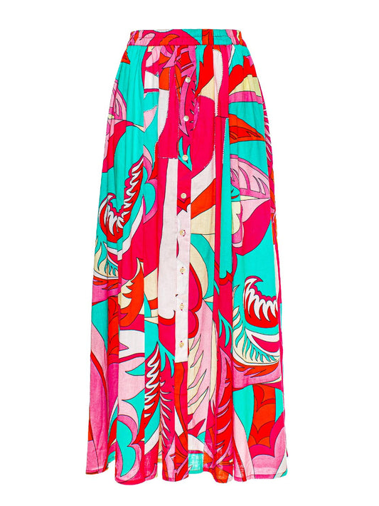Gonna Multicolor Geometric Print Ayfee
