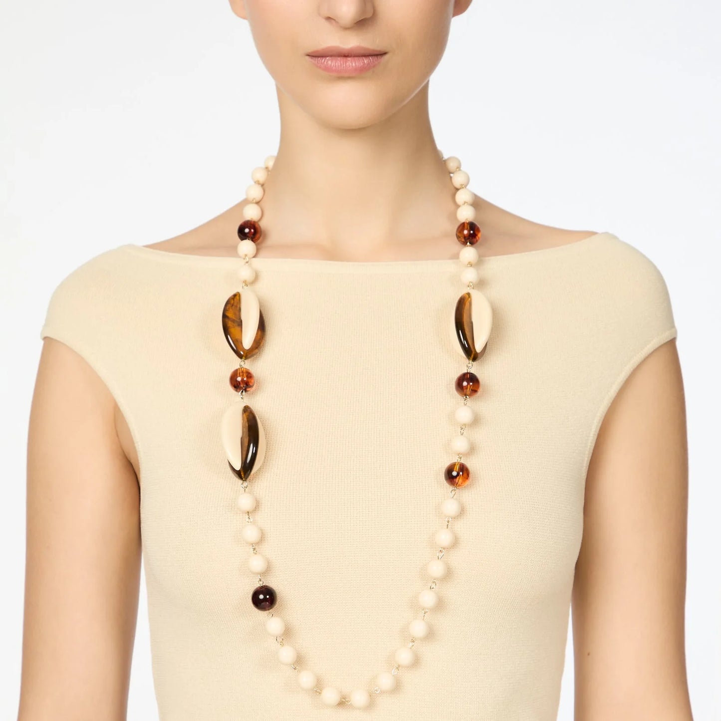 Collana lunga boule e foglie Vieste Sodini
