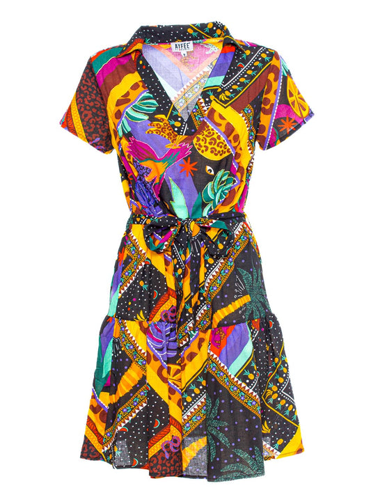 Abito Corto Mezza Manica Mexican Print Ayfee