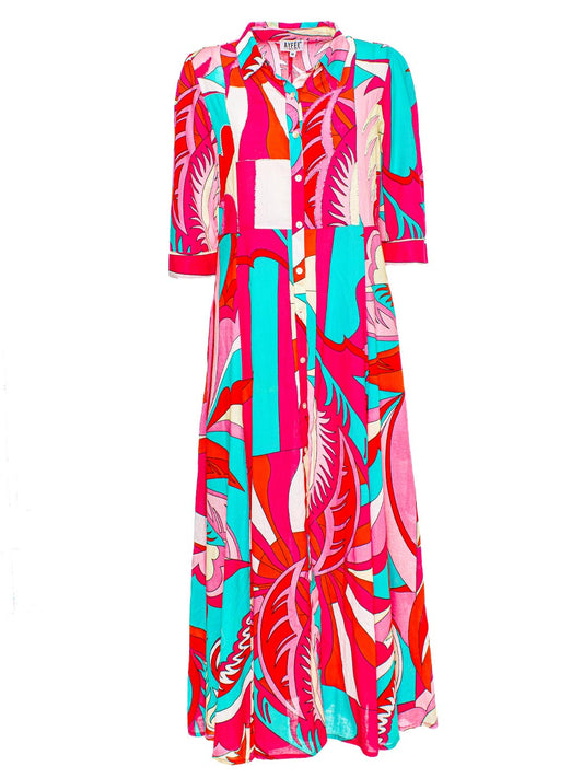 Abiti Lungo Multicolor Geometric Ayfee