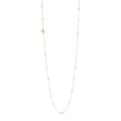 Collana lunga catena, cristalli e cabochon Ninfa Sodini