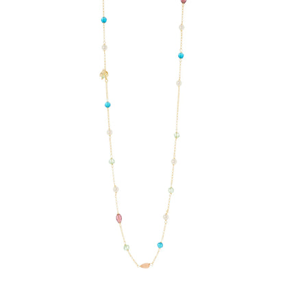 Collana lunga catena, cristalli e cabochon Ninfa Sodini
