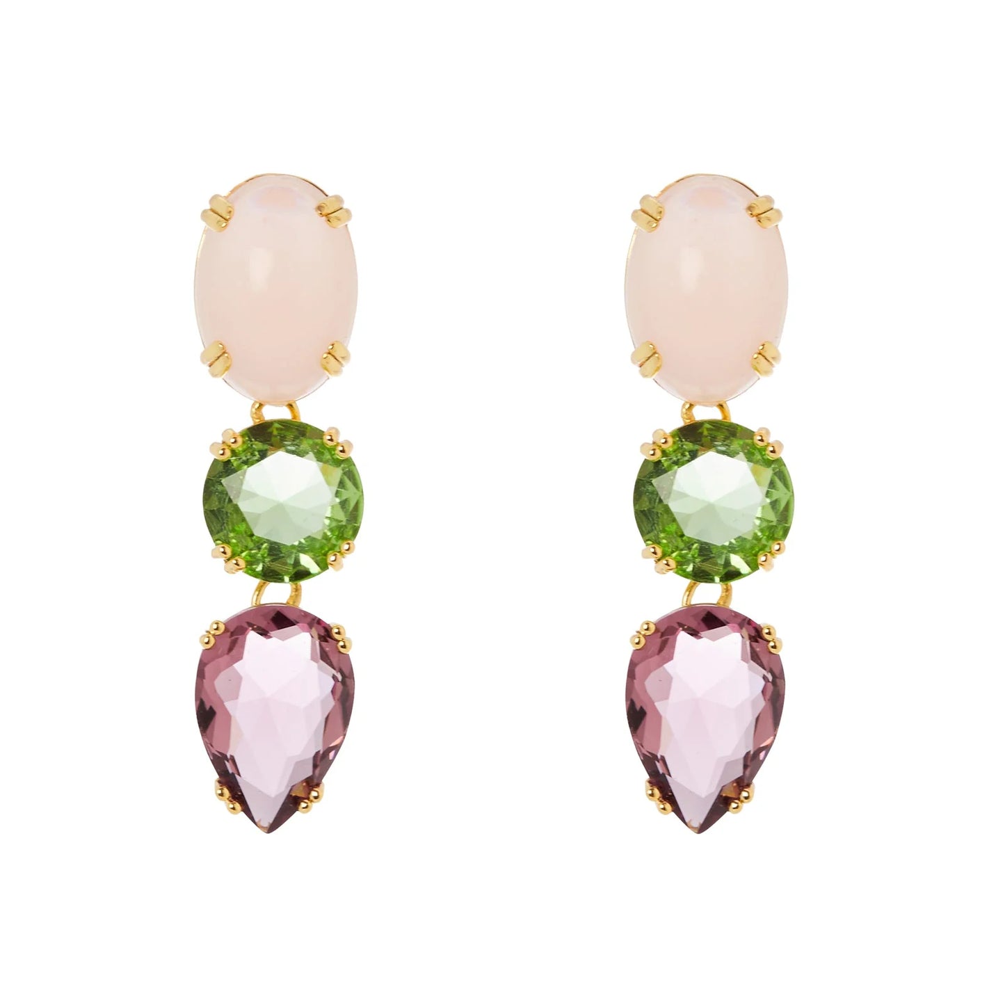 Orecchini cabochon e cristalli pendenti Ninfa Sodini