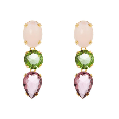 Orecchini cabochon e cristalli pendenti Ninfa Sodini