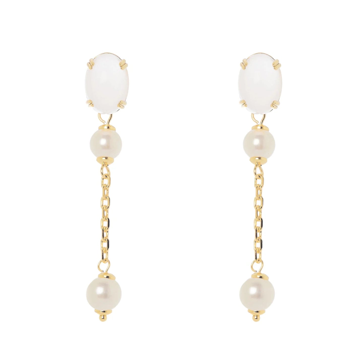 Orecchini catena perle cabochon Ninfa Sodini