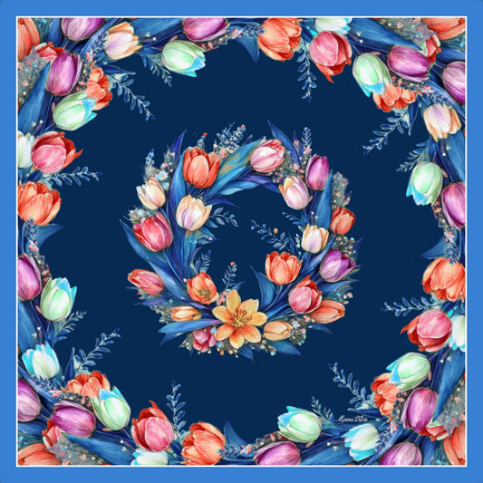 Foulard Seta Vortice Fiori Marina D'Este