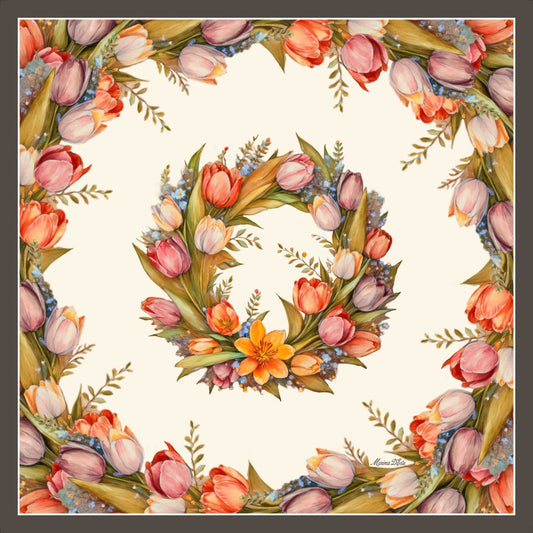 Foulard Seta Vortice Fiori Marina D'Este