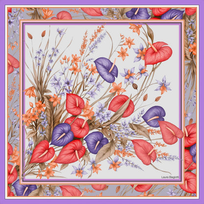 Foulard in seta Anthurium al vento Laura Biagiotti