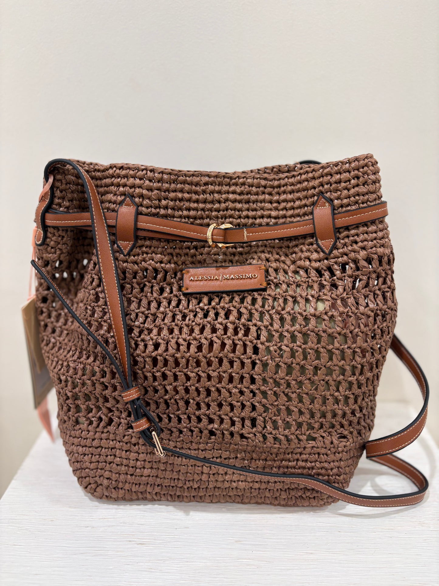 Borsa secchiello in rafia S8005 Alessia Massimo