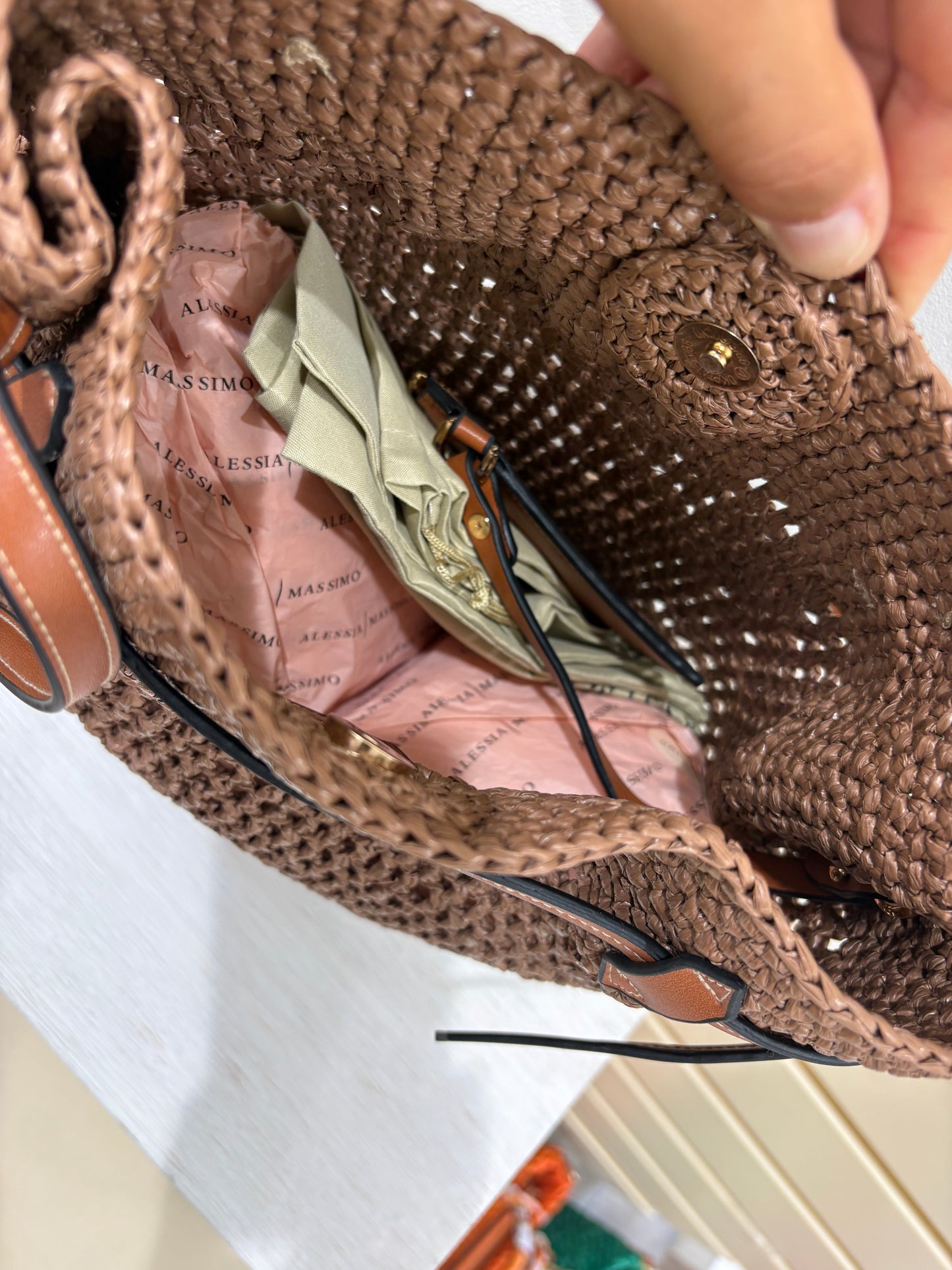Borsa secchiello in rafia S8005 Alessia Massimo