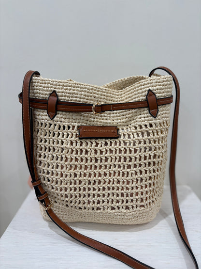 Borsa secchiello in rafia S8005 Alessia Massimo